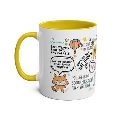 Inspirational Two-Tone Coffee Mug - 11oz - Positive Affirmations & Cute Designs