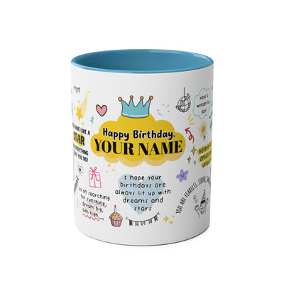 Personalized Two-Tone Birthday Coffee Mug - Celebrate with Custom Name Design