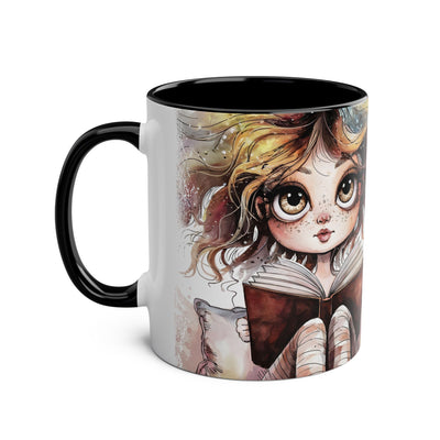 Whimsical Two-Tone Coffee Mug - "Brewing Stories" - Perfect for Book Lovers