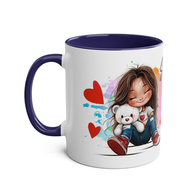 Cute Two-Tone Love & Cuddle Coffee Mug | 11oz Heart Design