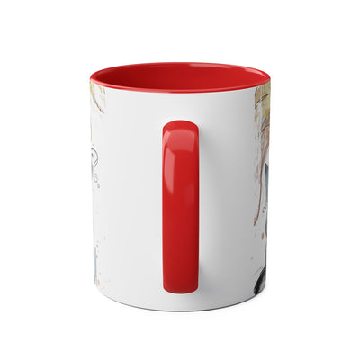 Whimsical Cat Lover's Two-Tone Coffee Mug - 11oz Artistic Design