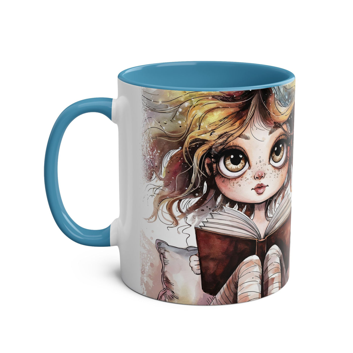 Whimsical Two-Tone Coffee Mug - "Brewing Stories" - Perfect for Book Lovers