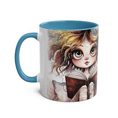Whimsical Two-Tone Coffee Mug - "Brewing Stories" - Perfect for Book Lovers