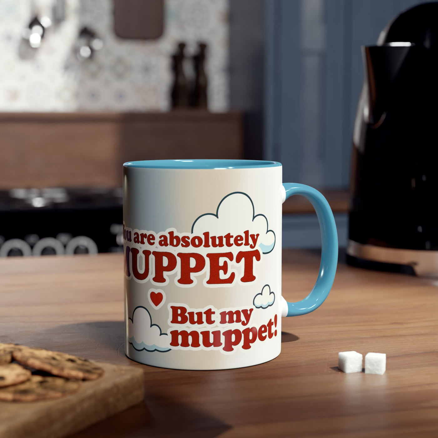 Fun Two-Tone Coffee Mug with Muppet Design - Personalised from Photo. 11 oz