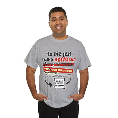Unisex Zabawny T-Shirt Pijany Wędrowiec z własnym QR Code