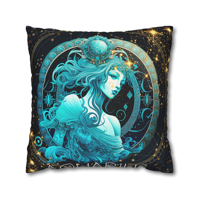 Astrology-Inspired Square Poly Canvas Pillowcase - Aquarius Zodiac Decor for Dreamy Spaces