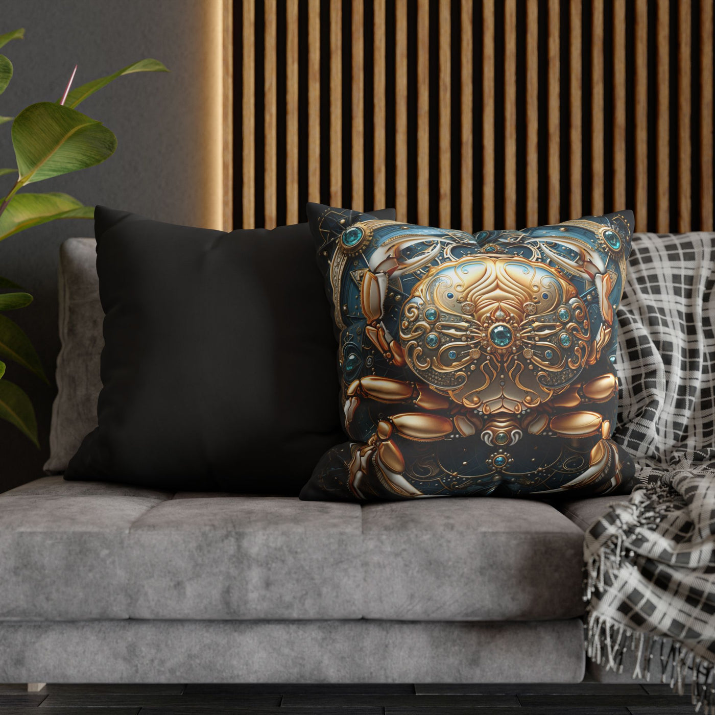 Artistic Cancer Zodiac Poly Canvas Pillowcase - Luxurious Sea-Themed Home Decor
