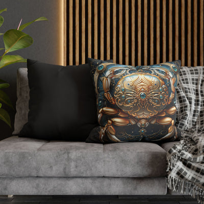 Artistic Cancer Zodiac Poly Canvas Pillowcase - Luxurious Sea-Themed Home Decor