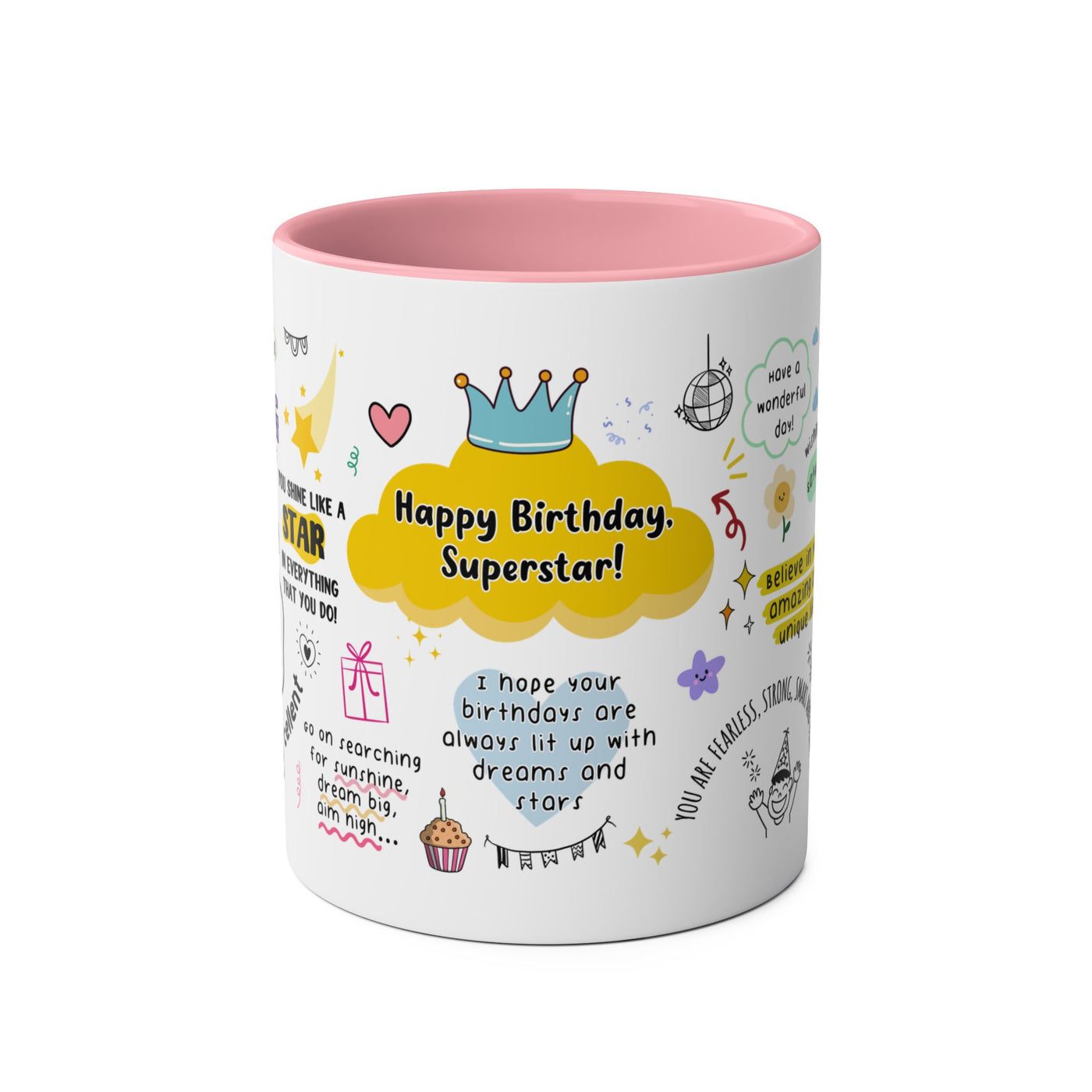 Birthday Coffee Mug - Two-Tone 11oz Cup for Celebrating Superstars