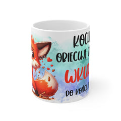 Kubek ceramiczny 330 ml – „Kochanie, obiecuję że będę Cię wkurwiać do końca twoich dni” | zabawny kubek z liskiem