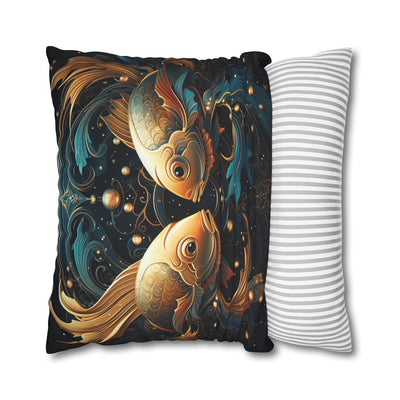 Artistic Pisces Zodiac Poly Canvas Pillowcase - Decorative Throw Cushion for Home Decor