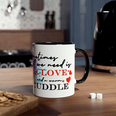 Cute Two-Tone Love & Cuddle Coffee Mug | 11oz Heart Design