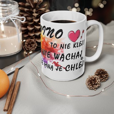 Wino to nie klej! Zabawny Kubek Biały Ceramiczny 11oz & 15oz