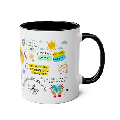 Birthday Coffee Mug - Two-Tone 11oz Cup for Celebrating Superstars