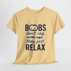 Funny Boobs Relax Unisex Heavy Cotton Tee, Humor Shirt, Casual Wear, Gift for Her, Birthday Present, Relaxation Tee