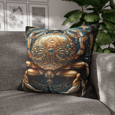 Artistic Cancer Zodiac Poly Canvas Pillowcase - Luxurious Sea-Themed Home Decor