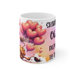 Kubek ceramiczny 330 ml – „Skarbie ty mój, gwiazdy przy tobie to byle chuj” | humorystyczny kubek z żyrafą