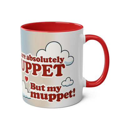 Fun Two-Tone Coffee Mug with Muppet Design - Personalised from Photo. 11 oz