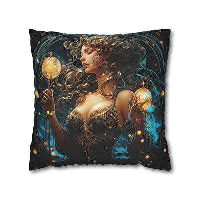 Artistic Aquarius Zodiac Pillowcase with Mystic Woman Design