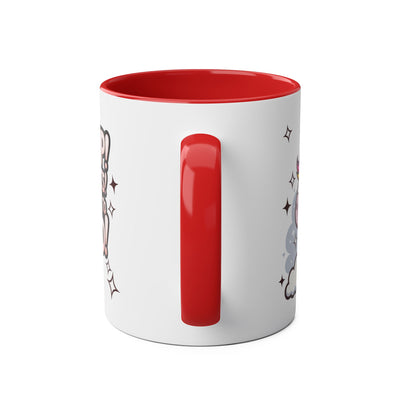 Giddy Sparkle Two-Tone Coffee Mug | 11oz Unicorn & Cat Design