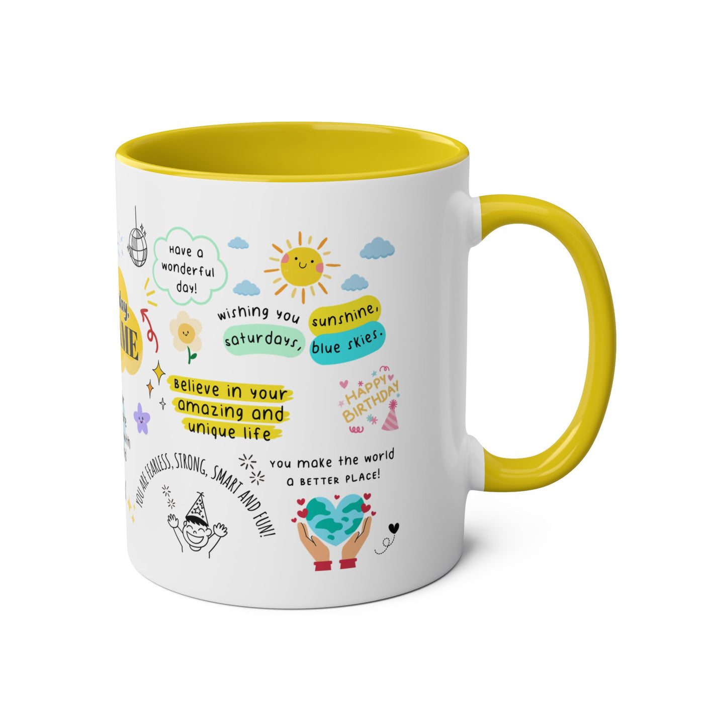 Personalized Two-Tone Birthday Coffee Mug - Celebrate with Custom Name Design
