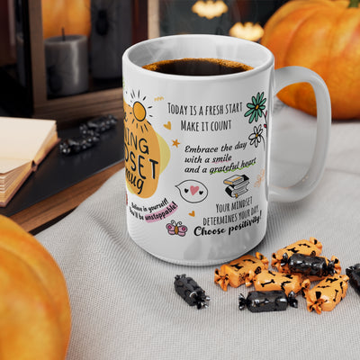 Morning Mindset Afirmation White Coffee Mug, 11/15oz