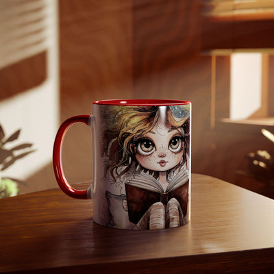 Whimsical Two-Tone Coffee Mug - "Brewing Stories" - Perfect for Book Lovers