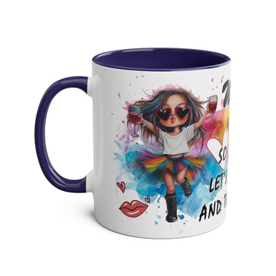 Colorful Wine Lover's Mug - "Let's Drink!" Art Design - Perfect Gift for Celebrations  Two-Tone Ceramic Mug