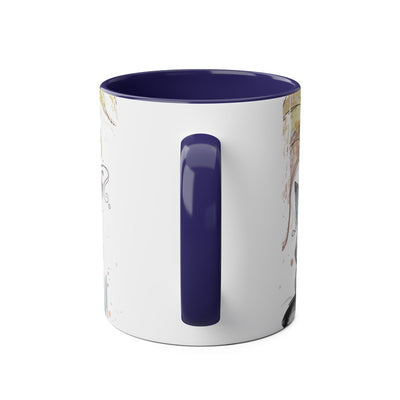 Whimsical Cat Lover's Two-Tone Coffee Mug - 11oz Artistic Design