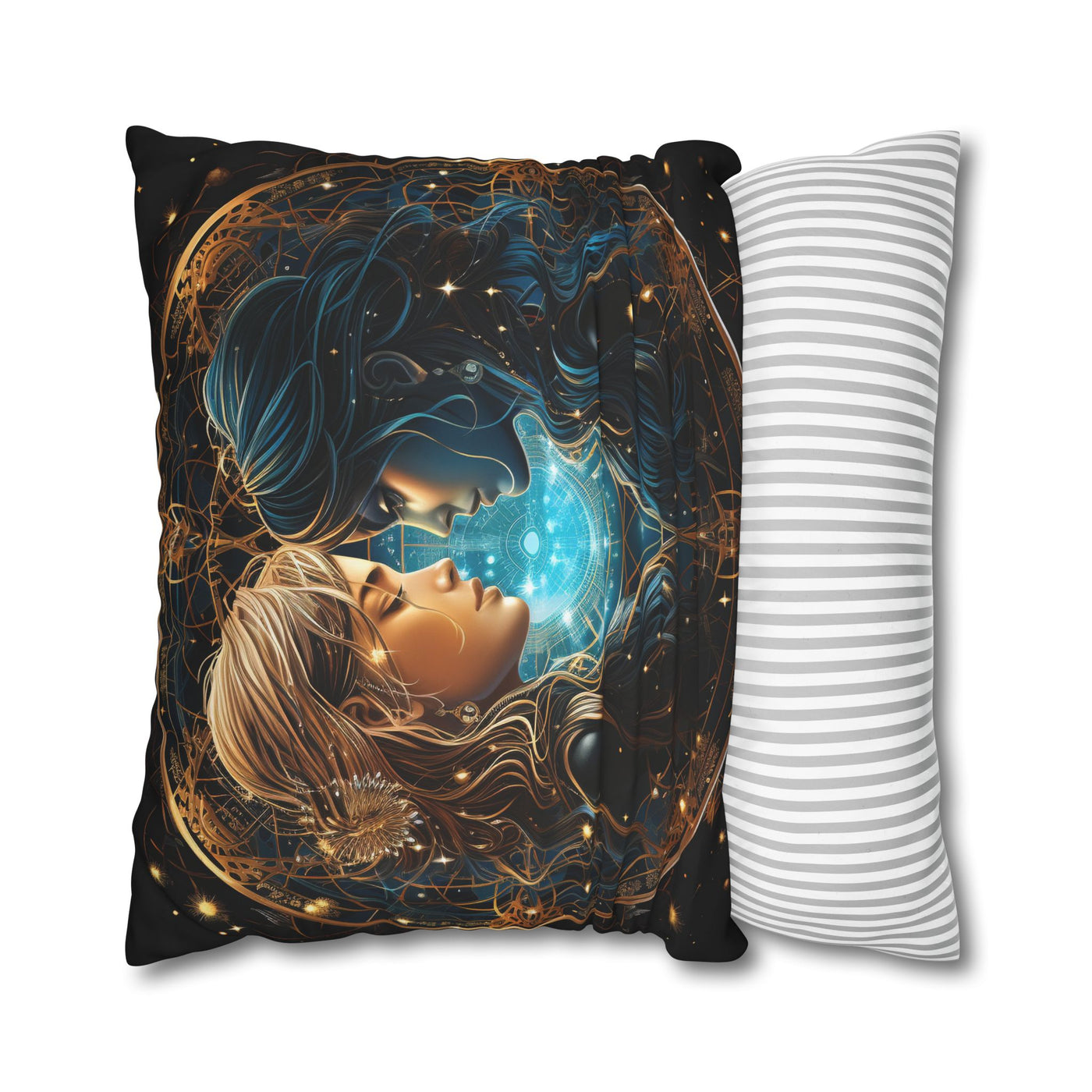 Gemini Zodiac Pillowcase - Mystical Portraits Decorative Cushion Cover