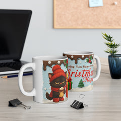 Christmas Cat Mug, Holiday Coffee Cup, Cute Animal Drinkware, Winter Gift, Festive Kitchen Decor