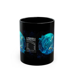 Pisces Zodiac Black Mug - 11oz & 15oz - Astrological Design with Nutrition Facts