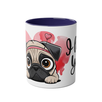 I Love You Two-Tones Mug with Cute Pug Dog