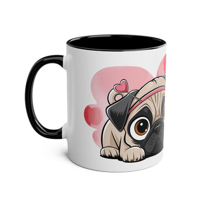 I Love You Two-Tones Mug with Cute Pug Dog