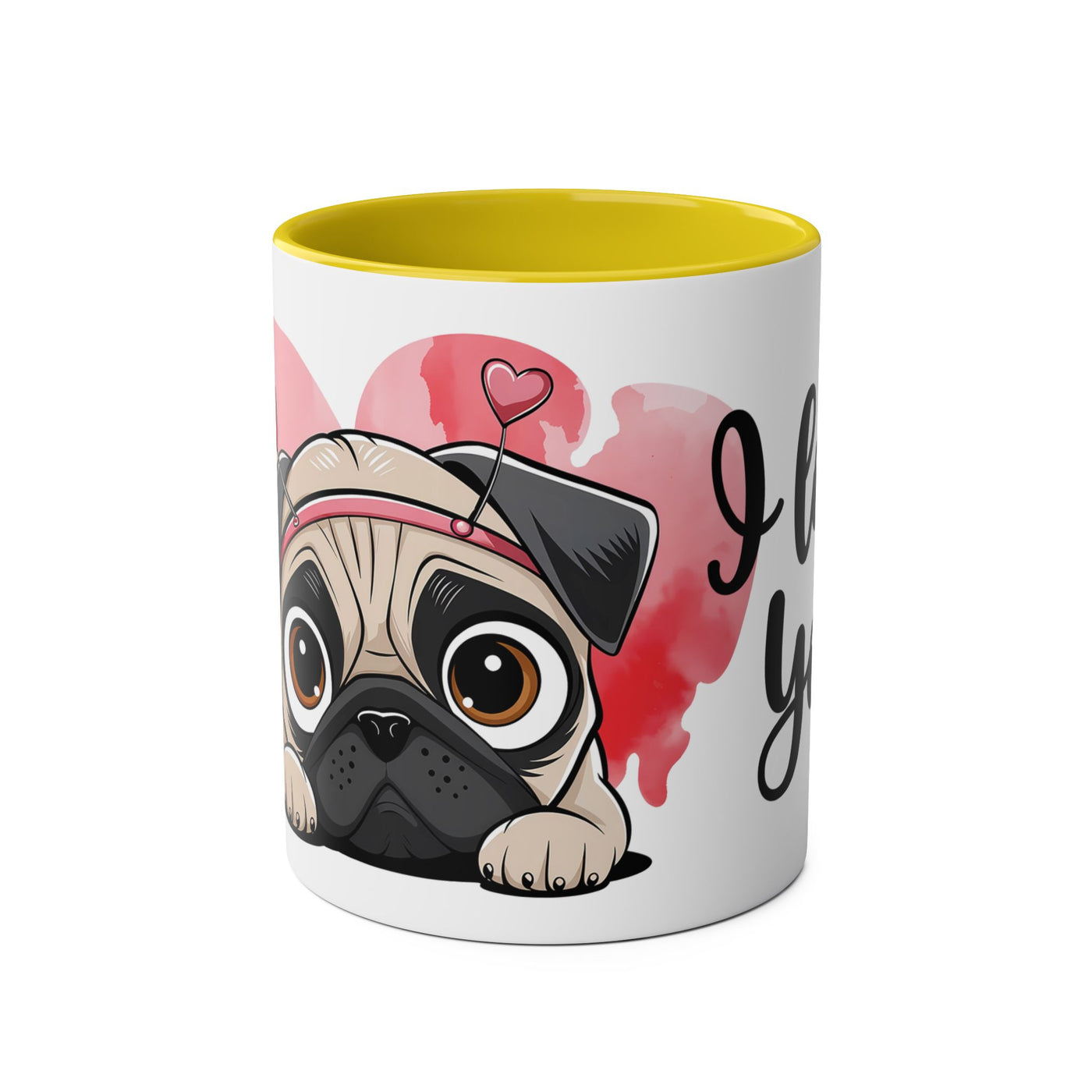 I Love You Two-Tones Mug with Cute Pug Dog