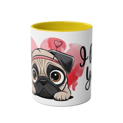 I Love You Two-Tones Mug with Cute Pug Dog