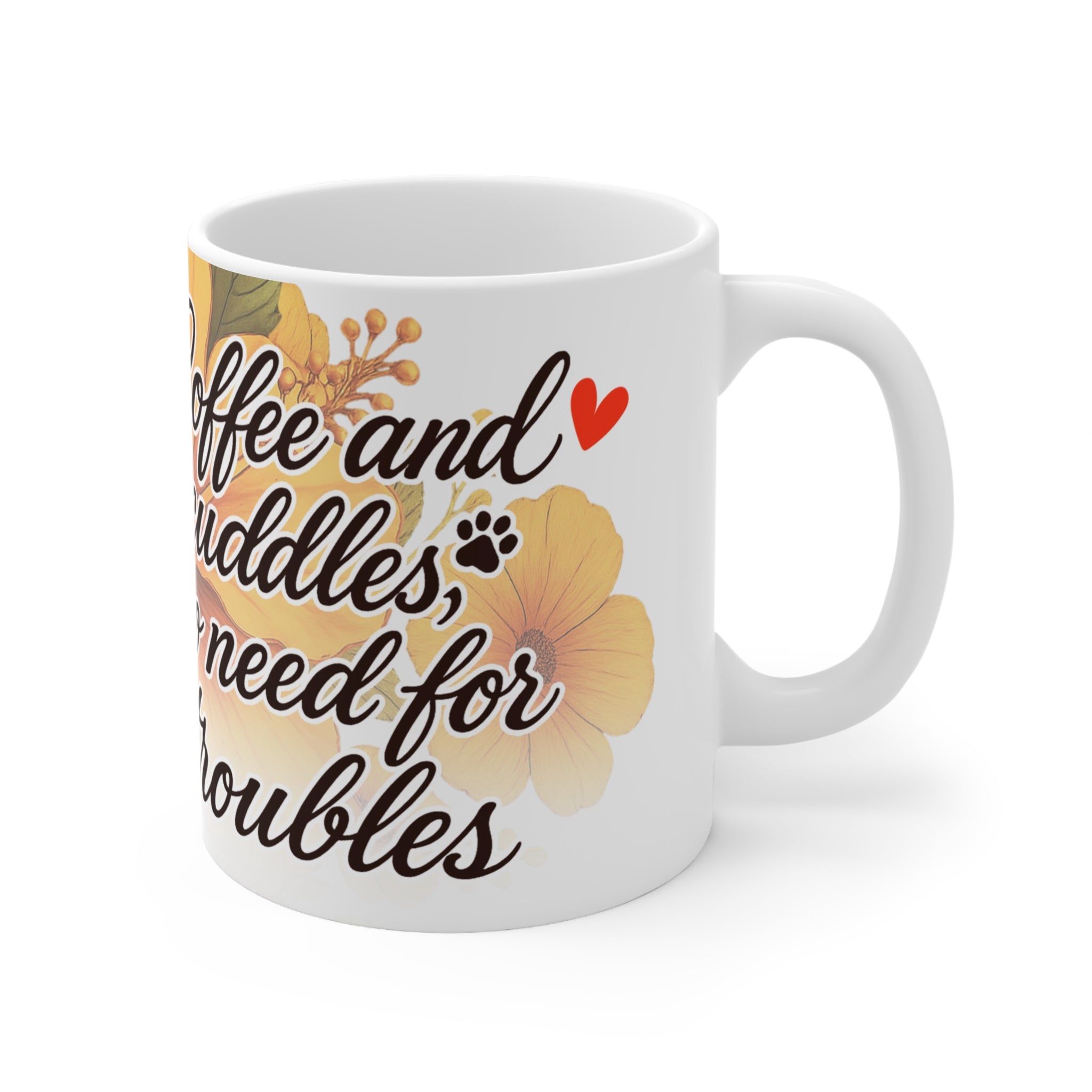 Coffee Lovers Ceramic Mug, Cute Dog Design, Coffee & Cuddles, Gift for Animal Lovers, Fun Pet-Themed Cup, 11oz & 15oz