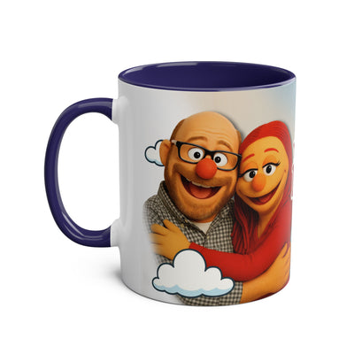 Fun Two-Tone Coffee Mug with Muppet Design - Personalised from Photo. 11 oz
