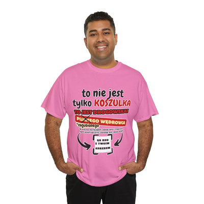 Unisex Zabawny T-Shirt Pijany Wędrowiec z własnym QR Code