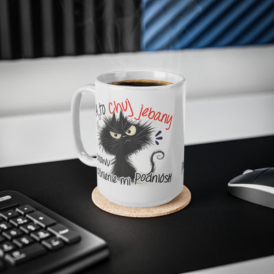 Wkurzony Kotek Biały Kubek 11oz, 15oz