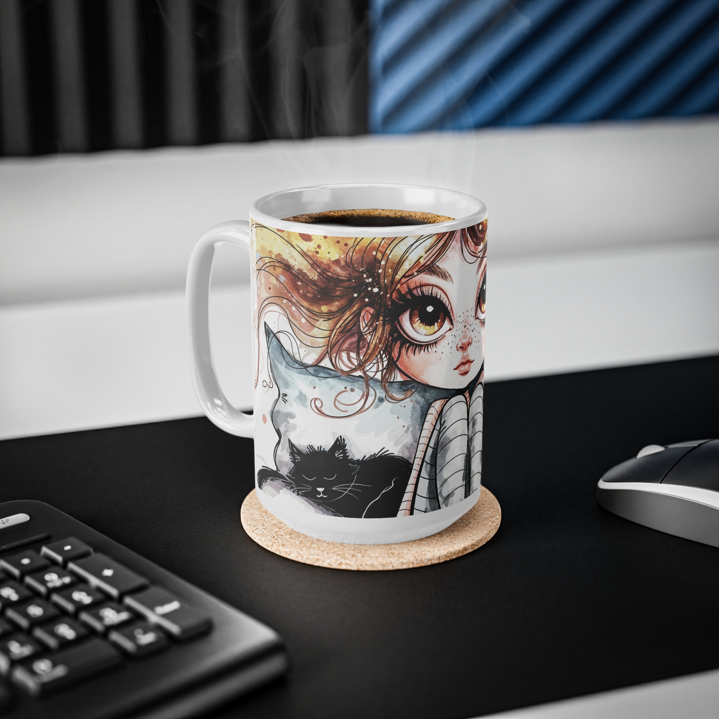 Whimsical Cat Lover Coffee Mug - 11oz & 15oz Ceramic Cups