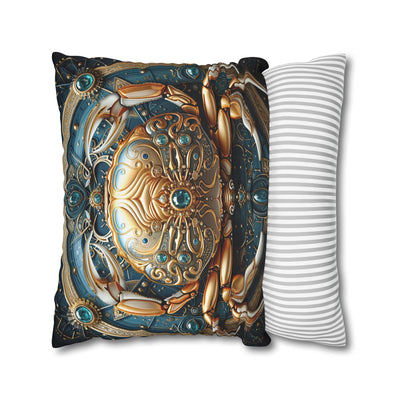Artistic Cancer Zodiac Poly Canvas Pillowcase - Luxurious Sea-Themed Home Decor