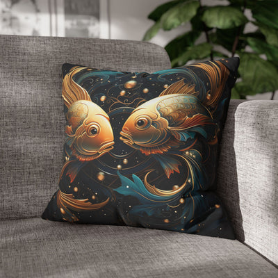 Artistic Pisces Zodiac Poly Canvas Pillowcase - Decorative Throw Cushion for Home Decor
