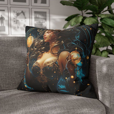 Artistic Aquarius Zodiac Pillowcase with Mystic Woman Design
