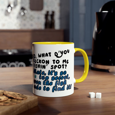 Coffee Mug - Humorous Fish-Themed Two-Tone Design, 11oz