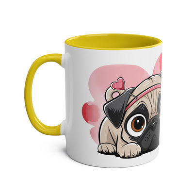 I Love You Two-Tones Mug with Cute Pug Dog