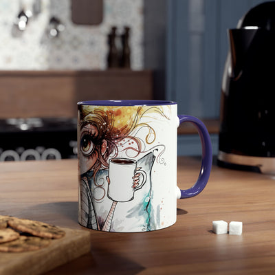 Whimsical Cat Lover's Two-Tone Coffee Mug - 11oz Artistic Design