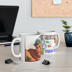 Kubek „Byłeś grzeczny?” – śmieszny świąteczny kubek z przystojnym Mikołajem | Prezent na Święta | Biały ceramiczny kubek na kawę i herbatę