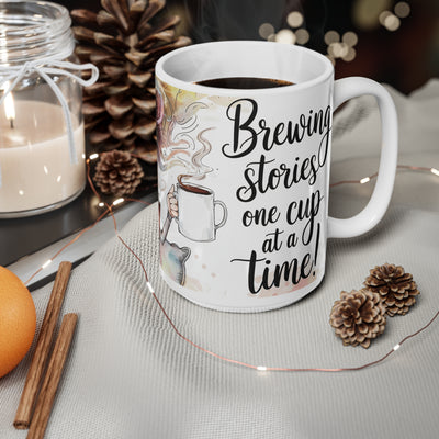 Whimsical Reading Girl Ceramic Coffee Mug - Perfect for Book Lovers | 11oz & 15oz Sizes