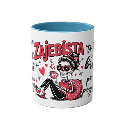 Funny Two-Tone Coffee Mug - 'Jestem tak Zajebista' Design for Coffee Lovers